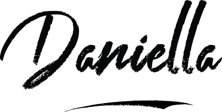 Daniella Female name Modern Brush Calligraphy on White Background