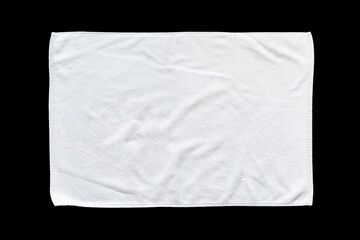 White cotton towel mock up template fabric wiper isolated on black background with clipping path,...
