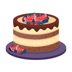 Birthday cake on white background, vector illustration