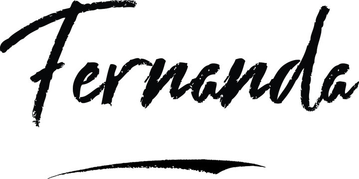 Fernanda.Female name Modern Brush Calligraphy on White Background