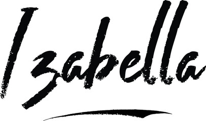 Izabella Female name Modern Brush Calligraphy on White Background