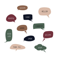 Set of  11 colorful speech bubbles vector in various shapes