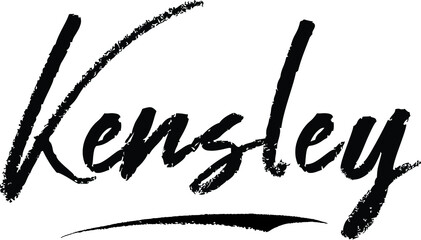 Kensley. Female name Modern Brush Calligraphy on White Background