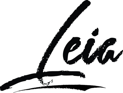 Leia Female name Modern Brush Calligraphy on White Background