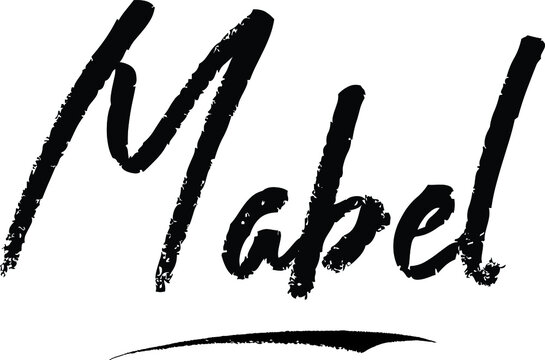 Mabel Female name Modern Brush Calligraphy on White Background
