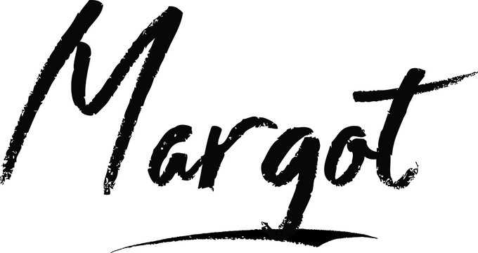 Margot Female name Modern Brush Calligraphy on White Background