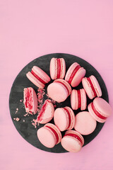 Pink macaroons on a pink background