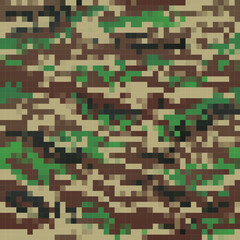 green pixel style camouflage seamless fashion pattern fabric textures, vector illustration. Design for web and mobile app.