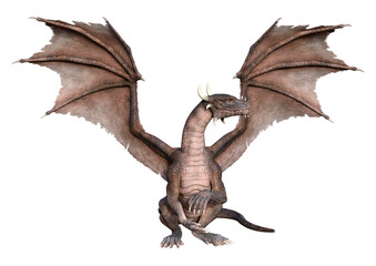 3D Rendering Fairy Tale Dragon on White
