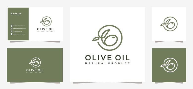olive oil logo design template and business card
