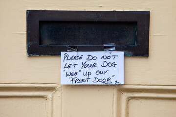 Please Do Not Let Your Dog Wee Up Our Front Door