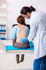 Injured young woman visiting young male doctor