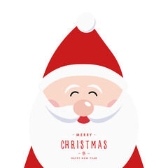 Merry Christmas santa cute smile cartoon vector isolated white background