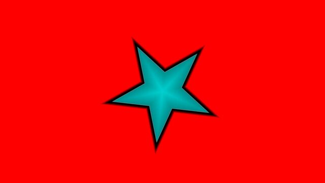 Five Pointed Star Flashing and Glowing in Centre Frame