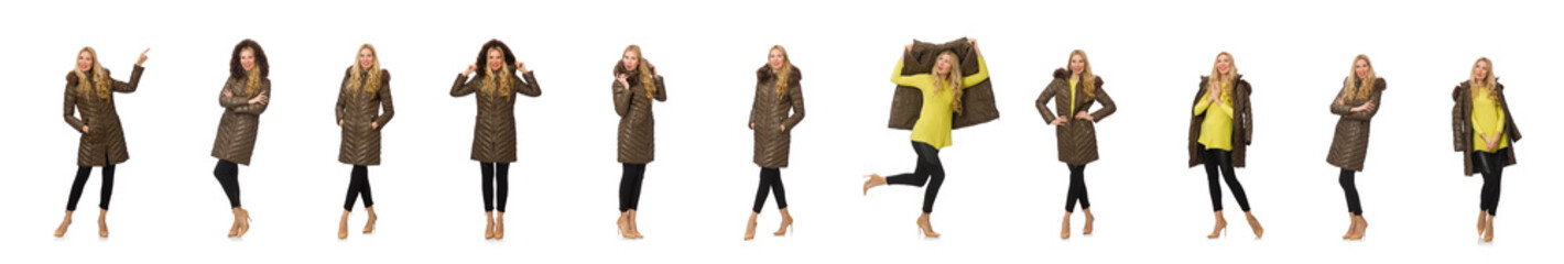 Pretty woman in winter clothing isolated on white