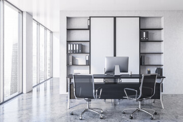 Modern white CEO office interior
