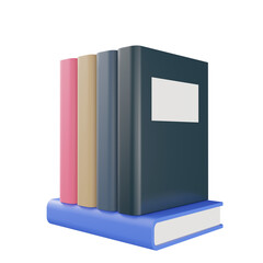 3d rendering of books, 3d icons, pastel minimal cartoon style  isolated