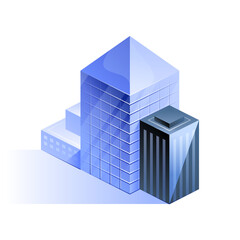 Blue cityscape design with skyscrapers icon in isometric view