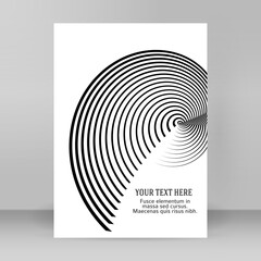 Design elements. Wave of many black lines circle ring. Abstract wavy stripes on white background isolated