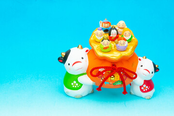 2021年干支の牛（丑、うし）年賀状素材