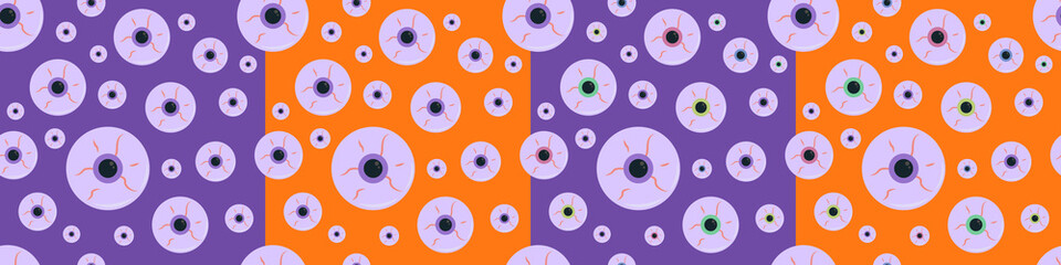 Halloween seamless pattern with eyes 4 options. Vector illustration.