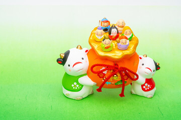 2021年干支の牛（丑、うし）年賀状素材