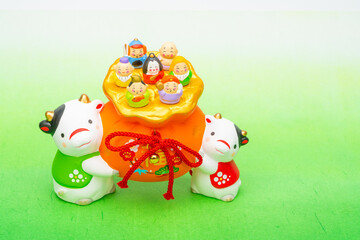 2021年干支の牛（丑、うし）年賀状素材