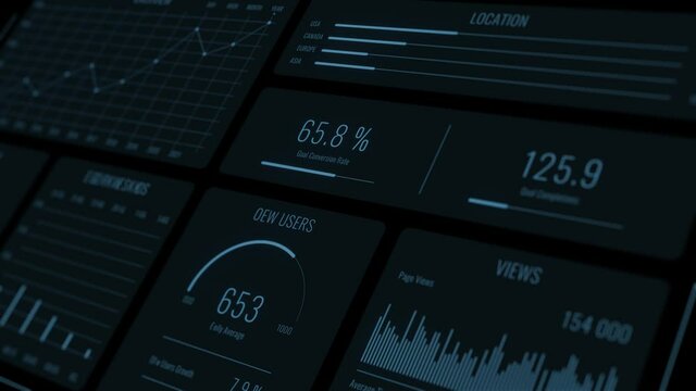 Perspective futuristic user interface with HUD and infographic elements. Ultra detailed abstract digital background. Charts and graphs. Presentation template. Data visualization elements.