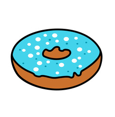 Sweet donut flat hand drawn style isolated on white background