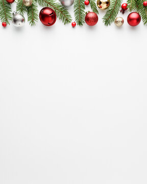 Christmas and new year white background with festive decoration