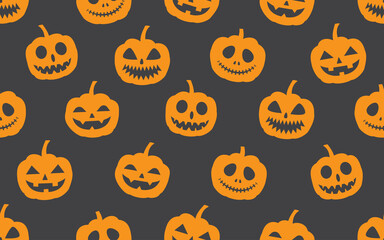 Seamless pattern of Halloween pumpkin on dark background