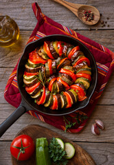 Cooked vegetable ratatouille, traditional french vegetable dish