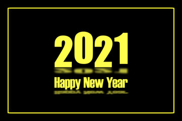 Greeting Card. Happy New Year 2021. Black and Gold. Minimalism.