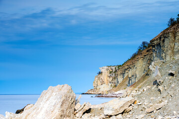The amazing limestone coastal landscape at Hogklint on the ilsland of Gotland in the Baltic Sea, Sweden