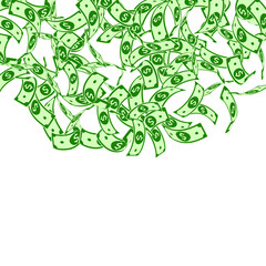 American dollar notes falling. Floating USD bills 