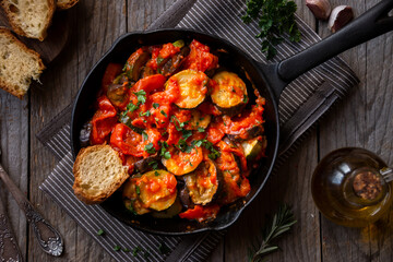 Cooked vegetable ratatouille, traditional french vegetable dish
