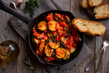 Cooked vegetable ratatouille, traditional french vegetable dish