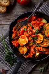 Cooked vegetable ratatouille, traditional french vegetable dish