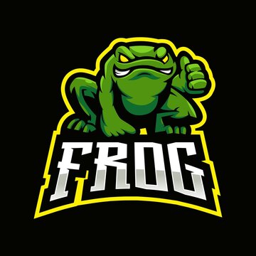 Frog mascot logo design vector with modern illustration concept style for badge, emblem and t shirt printing. Toad gives a thumbs up for e-sport team