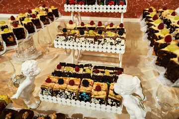 Sweets for a buffet, desserts for a banquet table, a meal event, confectionery