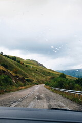 mountain view from the car. road trip