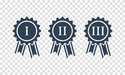 1st 2nd 3rd place awards, flat vector set with roman numerals