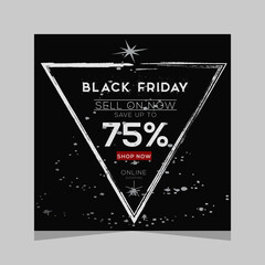 Black friday sale banner with black and red brush stroke Free Vector