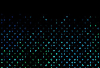 Dark Blue, Green vector pattern with symbol of cards.