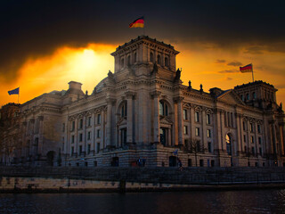Naklejka premium German Parliament East Side View with the River Spree
