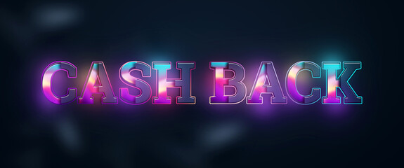 Obraz premium Multicolored inscription cashback on a light background, modern design. Online money transfer concept, digital payment, mobile transaction. 3D illustration, 3D render.
