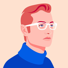 Portrait of a redhead man. Avatar of a caucasian guy for social network. Colorful portrait. Young businessman. Vector flat illustration