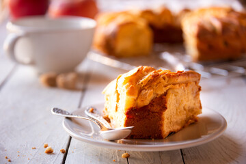 Homemade delicious apple pie with sliced apple and cinnamon