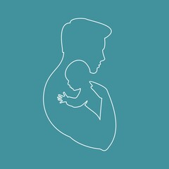 Silhouette of dad holding baby