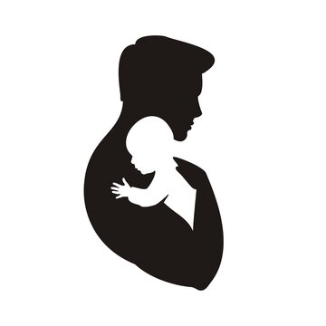 recommend clip art: Silhouette of dad holding baby